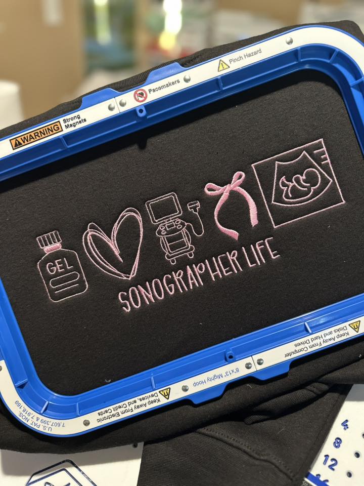 Sonographer Life Embroidered on a Comfort Colors T-shirt
