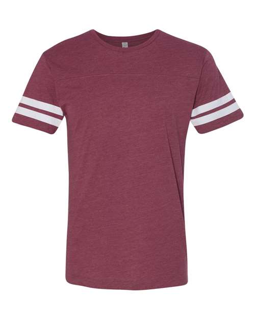 LAT 6937 - Football Fine Jersey Tee - Maroon/White