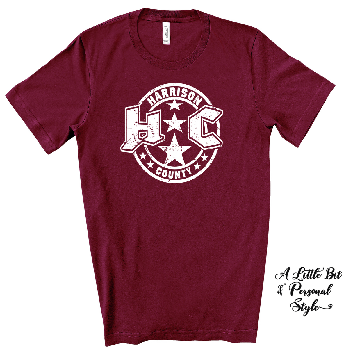Harrison County Star Grunge (White Print)