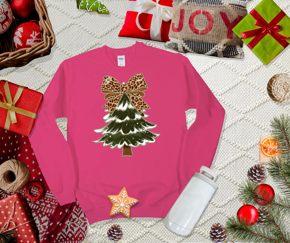 Pink Cheetah Christmas Tree Shirt