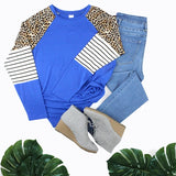 Royal Leopard and Stripes Long Sleeve Top