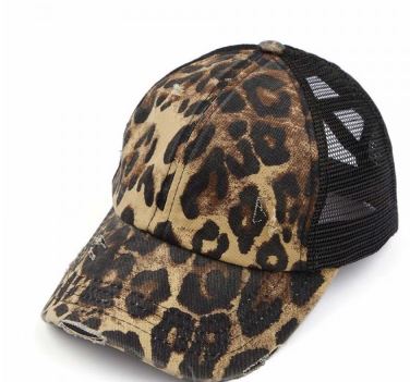 Leopard Criss Cross High Pony CC Ball Cap BT780