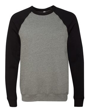 BELLA+CANVAS Unisex Sponge Fleece Raglan Sweatshirt BC3901 - Heather/Black