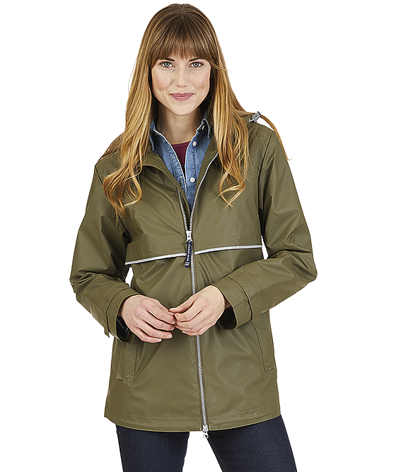 Charles River Rain Jacket -Olive/Plaid