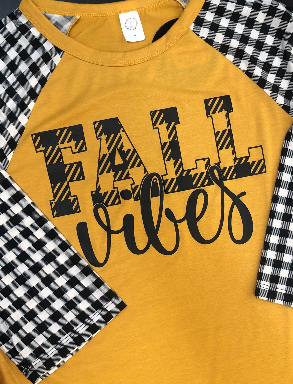 Mustard Plaid 3/4 Sleeves Raglan