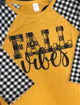 Mustard Plaid 3/4 Sleeves Raglan