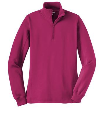 Ladies 1/4 Sport-Tek Pullover Sweatshirt -Pink Rush