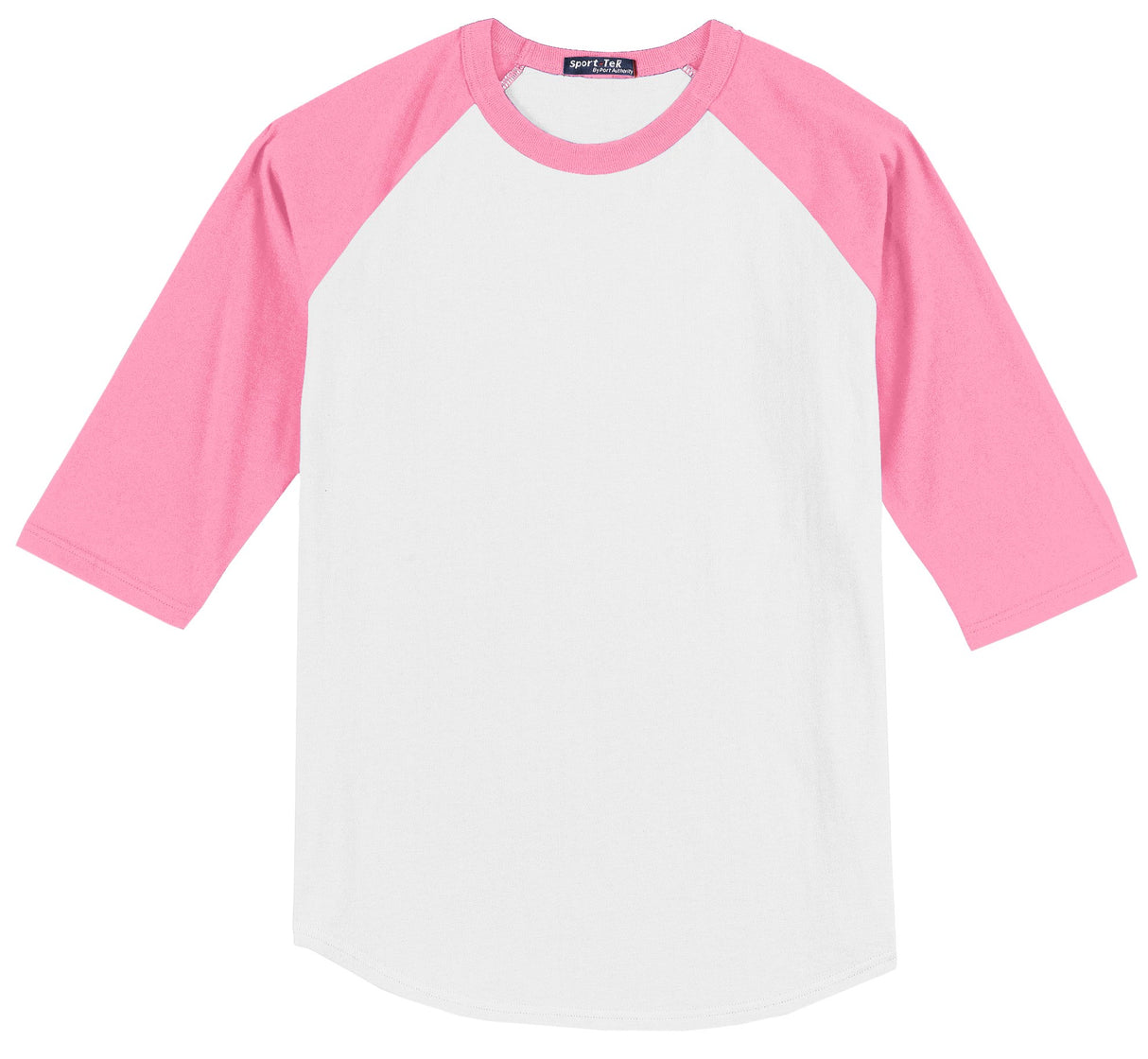 Sport-Tek Youth Colorblock Raglan Jersey.  YT200 - White/ Bright Pink