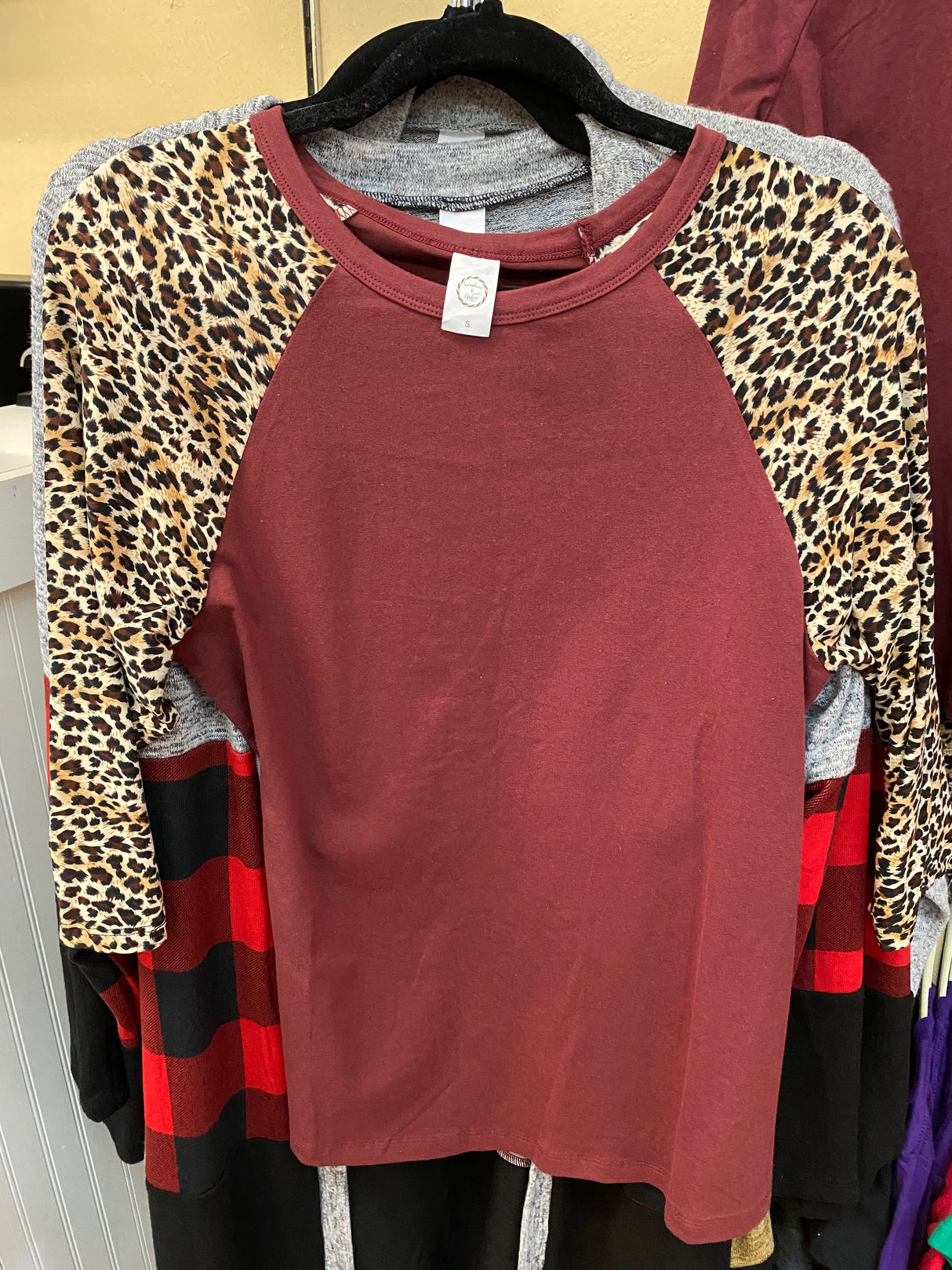Maroon Cheetah Raglan
