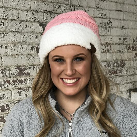 Pink/White Sherpa CC Beanie