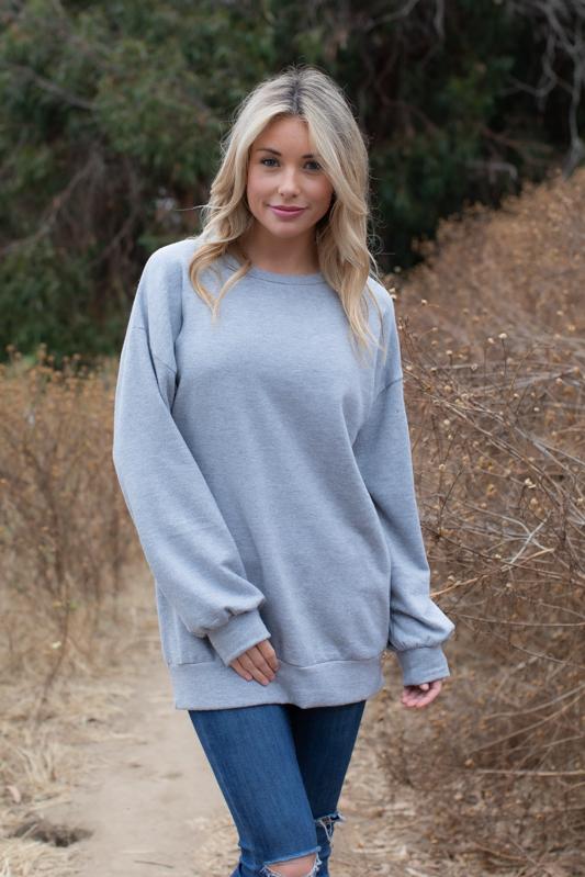 Solid brushed sweater knit top